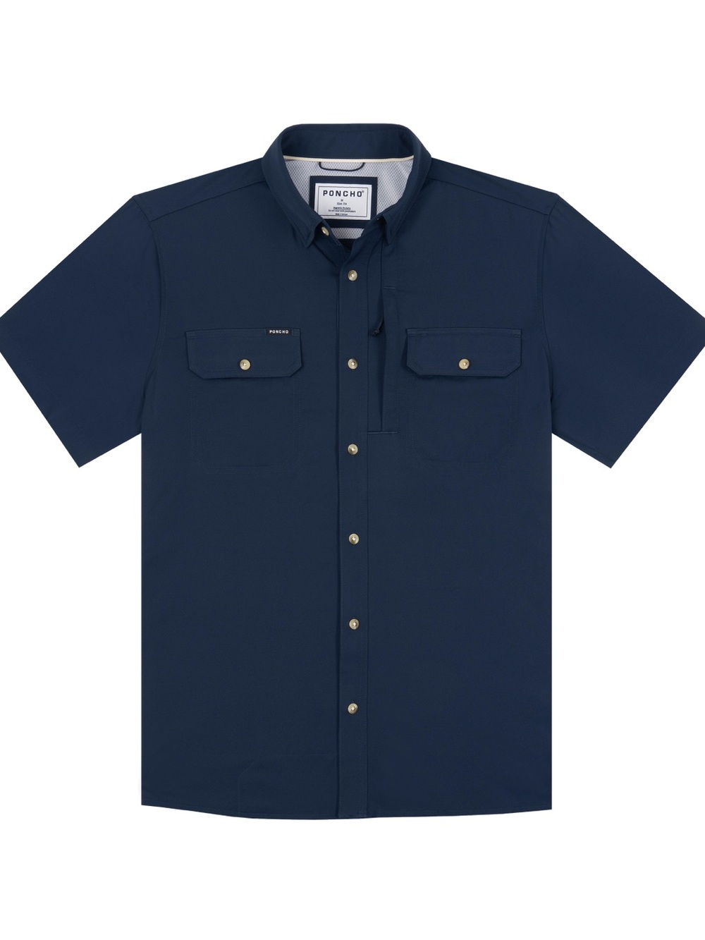 Poncho Outdoors The Captain Shirt Men XL Navy Performance Fishing Magnetic